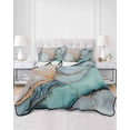thumbnail image 3 of Blue Teal Marble Twin Size Down Alternative Comforter, Lightweight Comforter Quilt Bedding Set with Pillow Shams Modern Ink Painting Abstract All Seasons Bed Comforter Duvet Insert 68"x86", 3 of 7