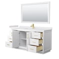 thumbnail image 3 of Wyndham Collection Miranda 66" Wood Single Bathroom Vanity in White/Gold, 3 of 7