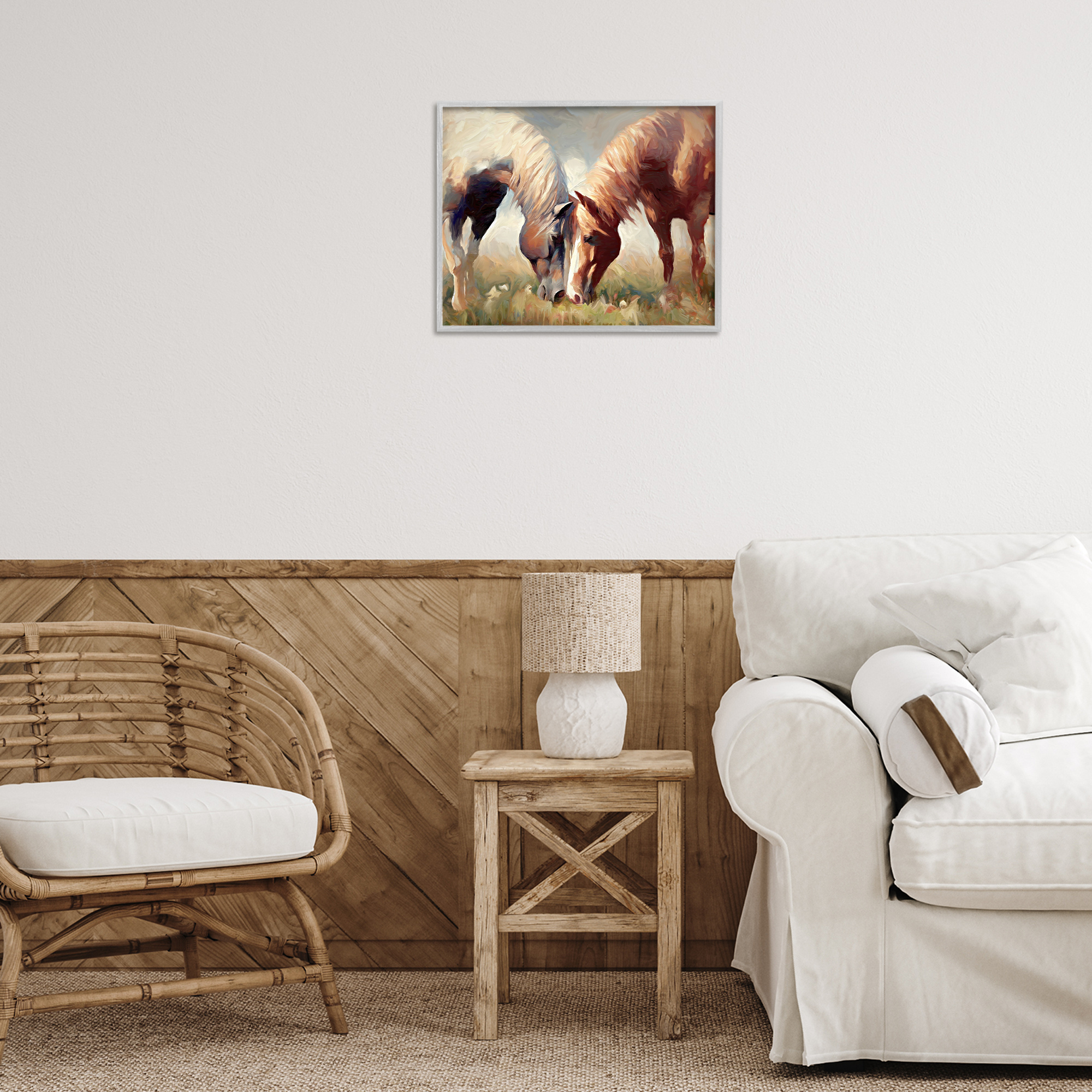 Stupell Industries Horses Touching Noses Animals & Insects Painting Gray Framed Art Print Wall Art, 20 x 16