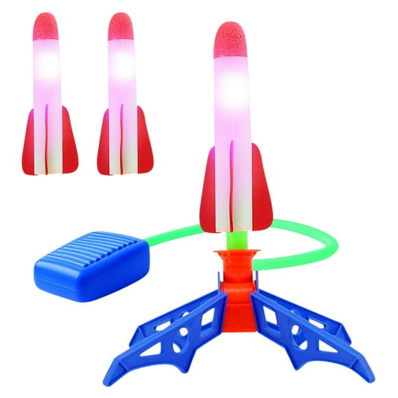 White Childrens Air Pressure Rocket Launcher Outdoor Toy Step On Launch Pad 3 Glowing Foams