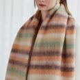 thumbnail image 4 of Holiday Gifts! Titcea Winter Scarf for Women Thicken Tassels Contrasting Stripe Retro Lengthening Shawls Wraps Windproof Warm Outdoor Cold Protection Scarves, 4 of 8