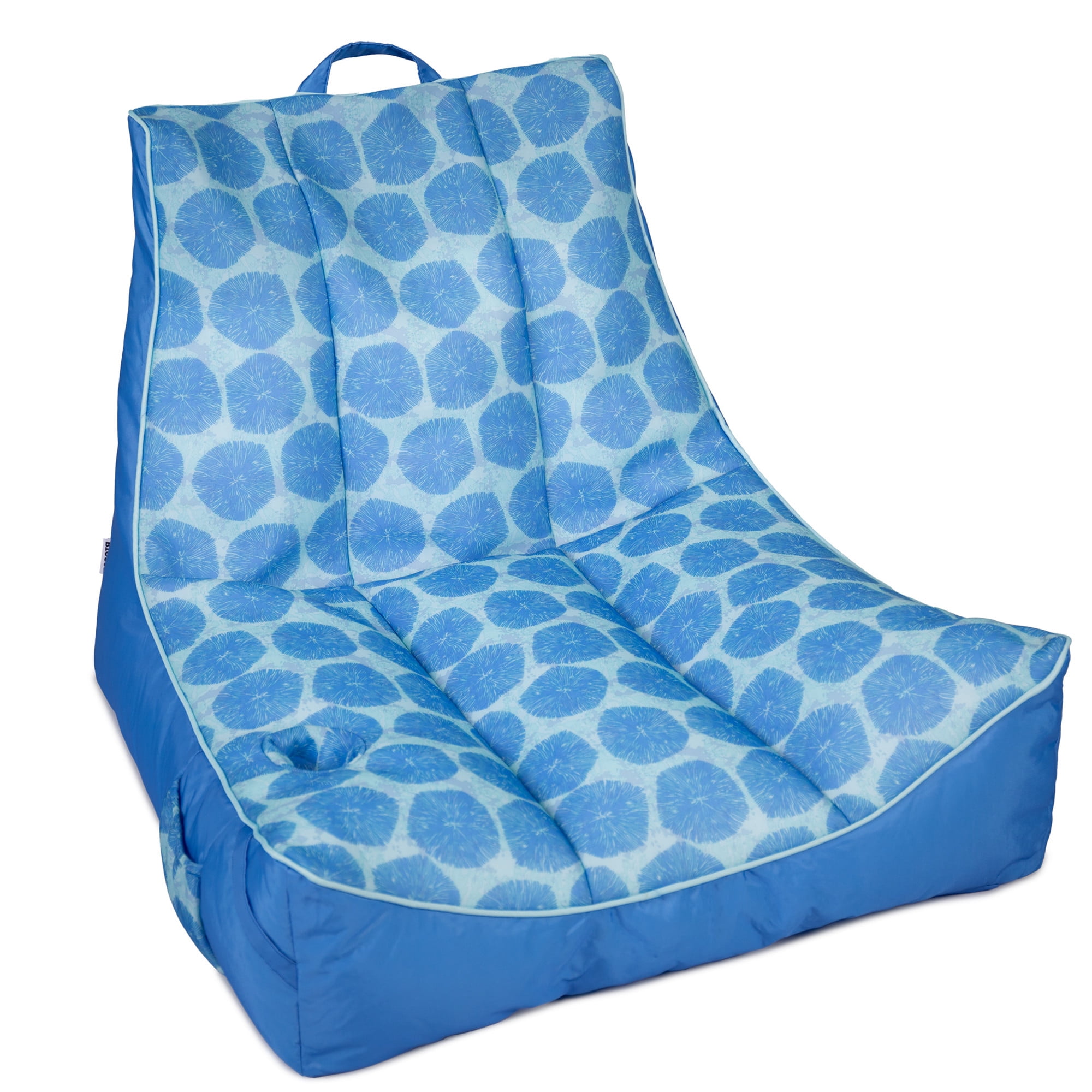 Big Joe Captain's Float No Inflation Needed Pool Lounger, Coral Bloom Double Sided Mesh, Quick Draining Fabric, 3 feet