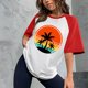 thumbnail image 2 of Tops con estampado de sol de playa de manga corta de ocio con cuello redondo de verano para mujer OAVQHLG3B Store  lin121212, 2 of 5