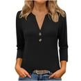 thumbnail image 2 of ClodeEU Womens Shirts， Long Sleeve V Neck Tee，Soft Casual T-Shirts Black,Womens Plus S, 2 of 6