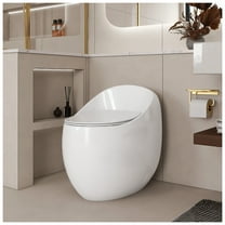 1-Piece 1.28 GPF Single Flush Egg Shape Toilet in Glossy White
