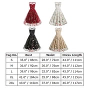 IBTOM CASTLE Women Vintage Dress 1950s Sleeveless Mesh Patchwork Cocktail Swing Dress Floral Embroidery Flare A-Line Dress Wedding Guest Evening Prom Gown XXL Apricot