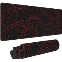 Red Black Topographic Mouse Pad Large Gaming Desk Mat Computer Mousepad XL Long Non-Slip Laptop Keyboard Mat for Office Home Travel Work 31.5"L*11.8"W