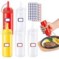 thumbnail image 1 of 5pcs Squeeze Bottles + Stickers Sauce Bottles With Caps Plastic Condim, 1 of 5