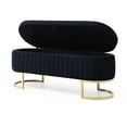 thumbnail image 4 of Miniyam Storage Bench Bedroom Bench, Velvet Oval Upholstered End of Bed Bench with Golden Metal Legs,Modern Storage Ottoman Bench,Black, 4 of 5
