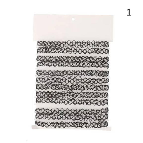 HOOUN 12pcs/set Tattoo Fishline Chokers Necklace Stretch Elastic Hollow Women Jewe-lq_-1