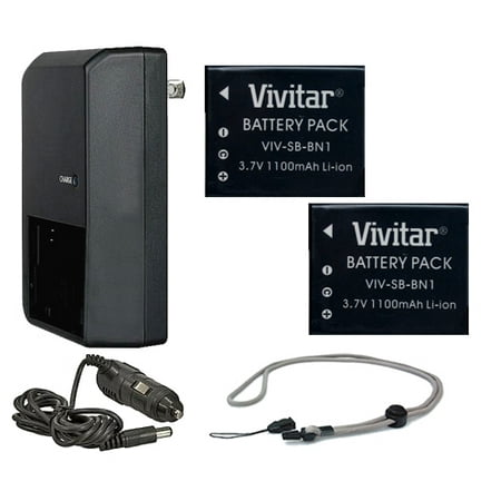 Sony Cyber-shot DSC-W350 High Capacity Batteries (2 Units) + AC/DC Travel Charger + Krusell Multidapt Neck Strap (Black Finish)