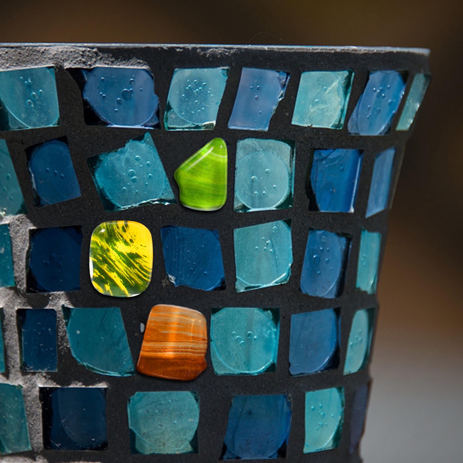 Masteelf 1 Bucket Crystal Glass Mosaic Tiles for Crafts with Assorted Colors and Convenient Storage Kit