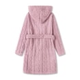 thumbnail image 2 of Topgal Girls Fleece Bathrobe Winter Hooded Sleep Robe with Pockets Fuzzy Purple Heart Jacquard SleepRobe Size 8, 2 of 7