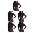 thumbnail image 2 of Qarigey Camiseta básica de mujer Camiseta de manga larga para mujer Cuello Tops Negro M Negro METRO 5piezas Qarigey CBP193547, 2 of 4