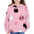 thumbnail image 3 of Mercatoo Girls Halloween Hoodies Kids Ghos𝐭 Pumpkin Graphic Hoodie Long Sleeve Cute Cat Ear 𝐇ooded Sweatshirts Pockets, 3 of 9