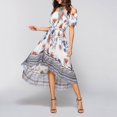 thumbnail image 4 of Vestido Con Hombros Descubiertos Y Estampado Floral Para Mujer Vestido Bohemio Con Columpio De Playa (Blanco M Tmvgtek Mujer, 4 of 7