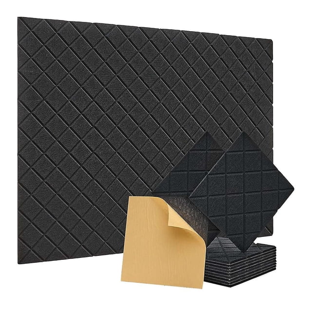 Paquete de 12 paneles de pared insonorizados, paneles absorbentes de sonido autoadhesivos de 12 x 12 x 0,4 pulgadas, para estudio de grabación, color negro