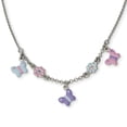thumbnail image 1 of Sterling Silver Polished Enameled Floral & Butterfly Necklace 14 Inch, 1 of 3