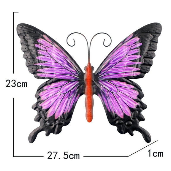 1Pc Large Metal Simulation Butterfly Purple Outdoor Garden Home Decor Wall Art For Indoor Outdoor Garden Decoration 23X27.5X1Cm