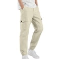 thumbnail image 6 of yardsong Boys Cargo Pants with Pockets Hiking Camping Straight Leg Uniform Athletic Jogger Pants Kids Elastic Waist School Trousers 8 Years, 6 of 9