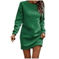 thumbnail image 1 of Robe Chandail Décontractée en Velours pour Femmes - Manches Longues Col Rond Couleur Unie pour Confort Automne/hiver, 1 of 1
