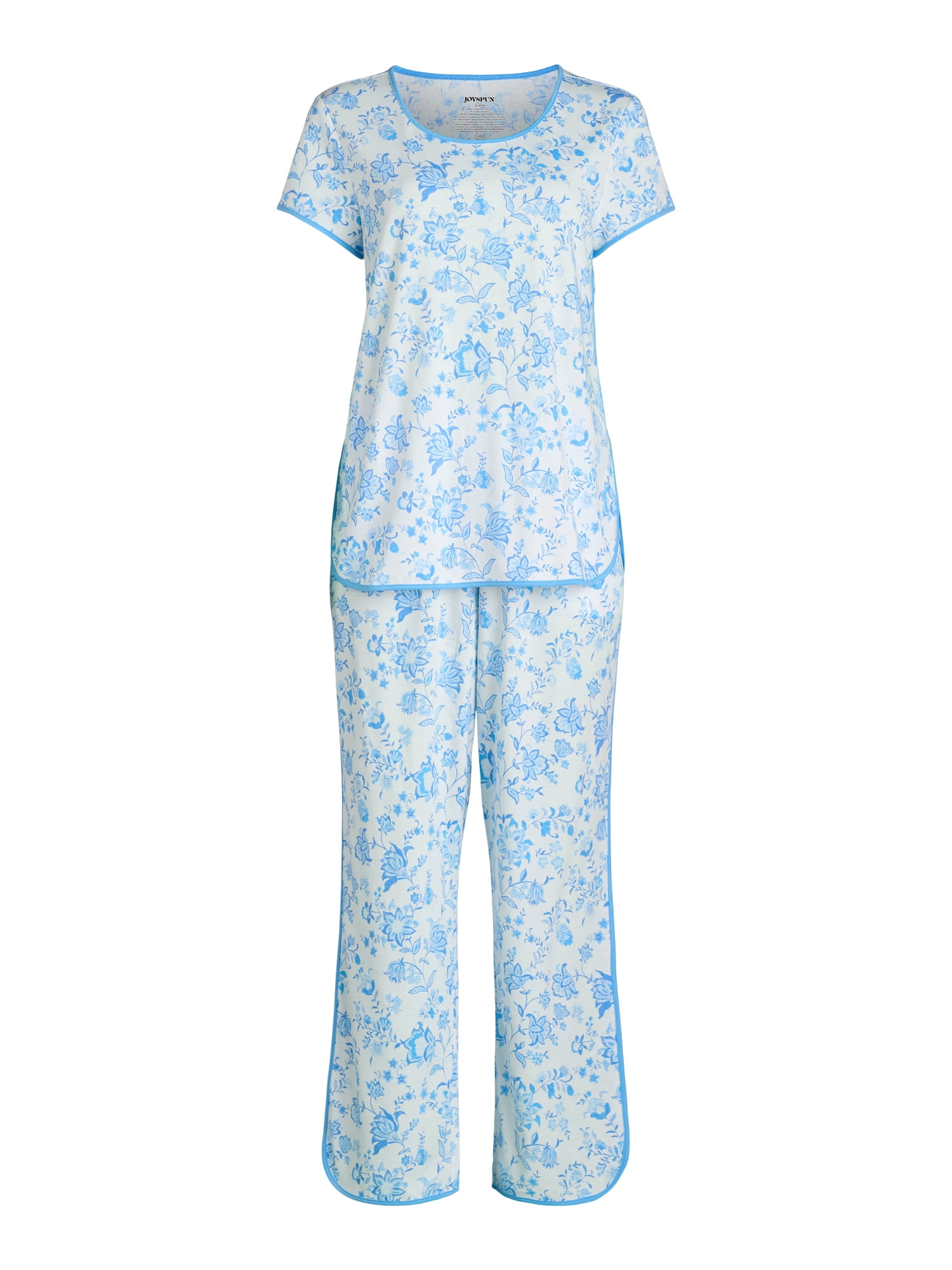 Joyspun Women's and Women’s Plus Lightweight Sleep Tee and Pants Set, 2-Piece, Sizes XS to 3X
