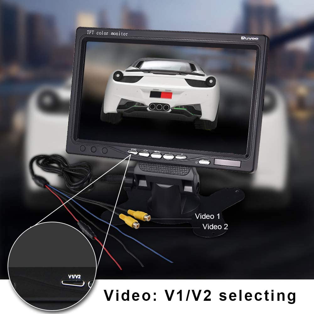 Buyee 7 LCD Monitor Car Rear View Backup Camera and Monitor for Car 2 x 18 HD LED IR Waterproof Reversing Camera 2 x 10m Cable Free 