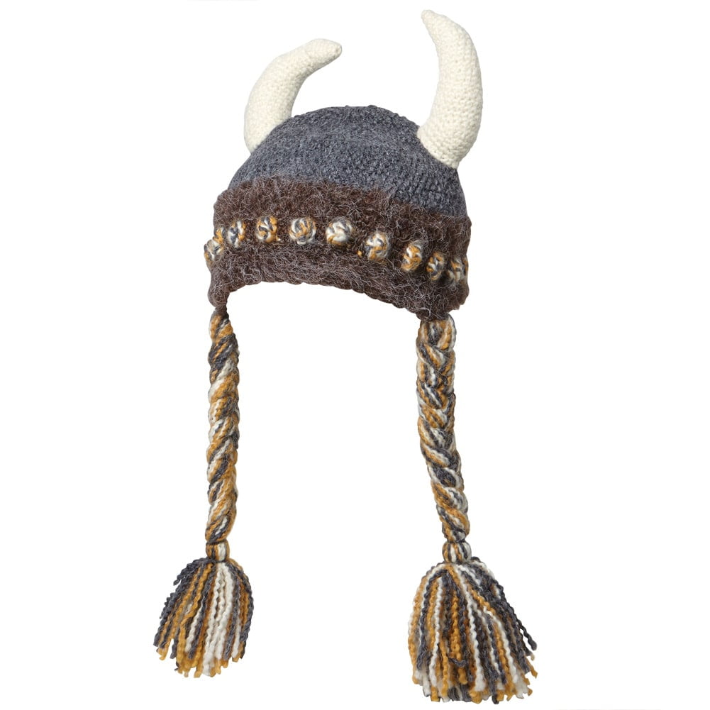 Unisex Adult Fun Freya Viking Hat - Hand Knit with Viking and Golden Braids - Walmart.com