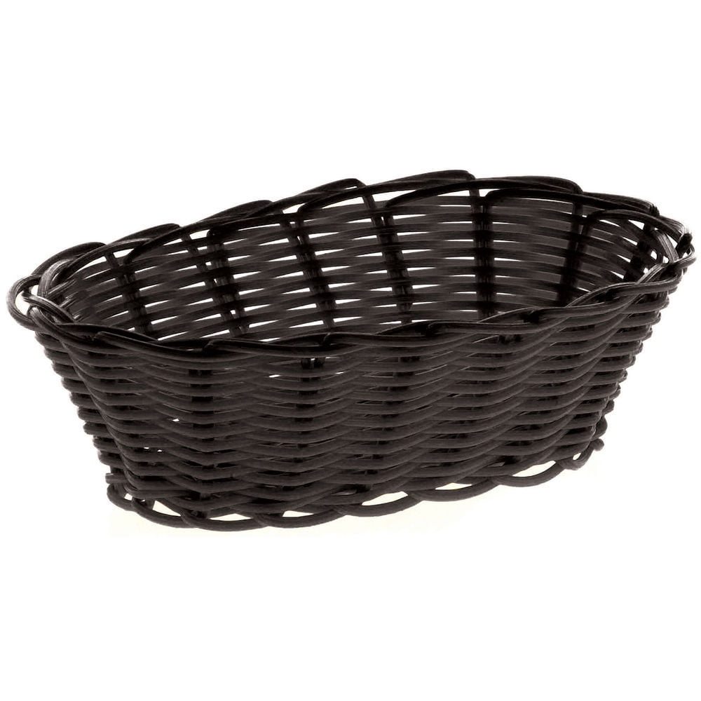 HUBERT® Bread Basket Oval Black Woven Plastic 9 7/8"L x 6 3/4"W x 2 3