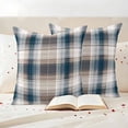 thumbnail image 4 of Pack of 2 Outdoor Pillow Covers,Waterproof Blue Brown Plaid Throw Pillow Covers,Modern Abstract Striped Gingham Checked Decorative Pillowcases Cushion Covers Couch Pillow Sham Protector 20x20 Inch, 4 of 8