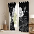 thumbnail image 3 of Manfei Chic Flower Rose Blackout Curtains Set of 2 (52x84 Each),Musical Melody Window Curtains,Silver Black Curtains and Drapes,Ultra Soft Room Decor, 3 of 6