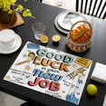 thumbnail image 3 of Funny Words Placemats Set of 12, Cartoon Orange Blue Luck Placemats for Dining Table, Place Mats for Kitchen Tabletop, Waterproof Wipeable Dining Table Mats Set, 3 of 9