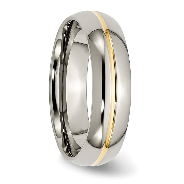 Solid Titanium 14K Gold Plated 6mm Men
