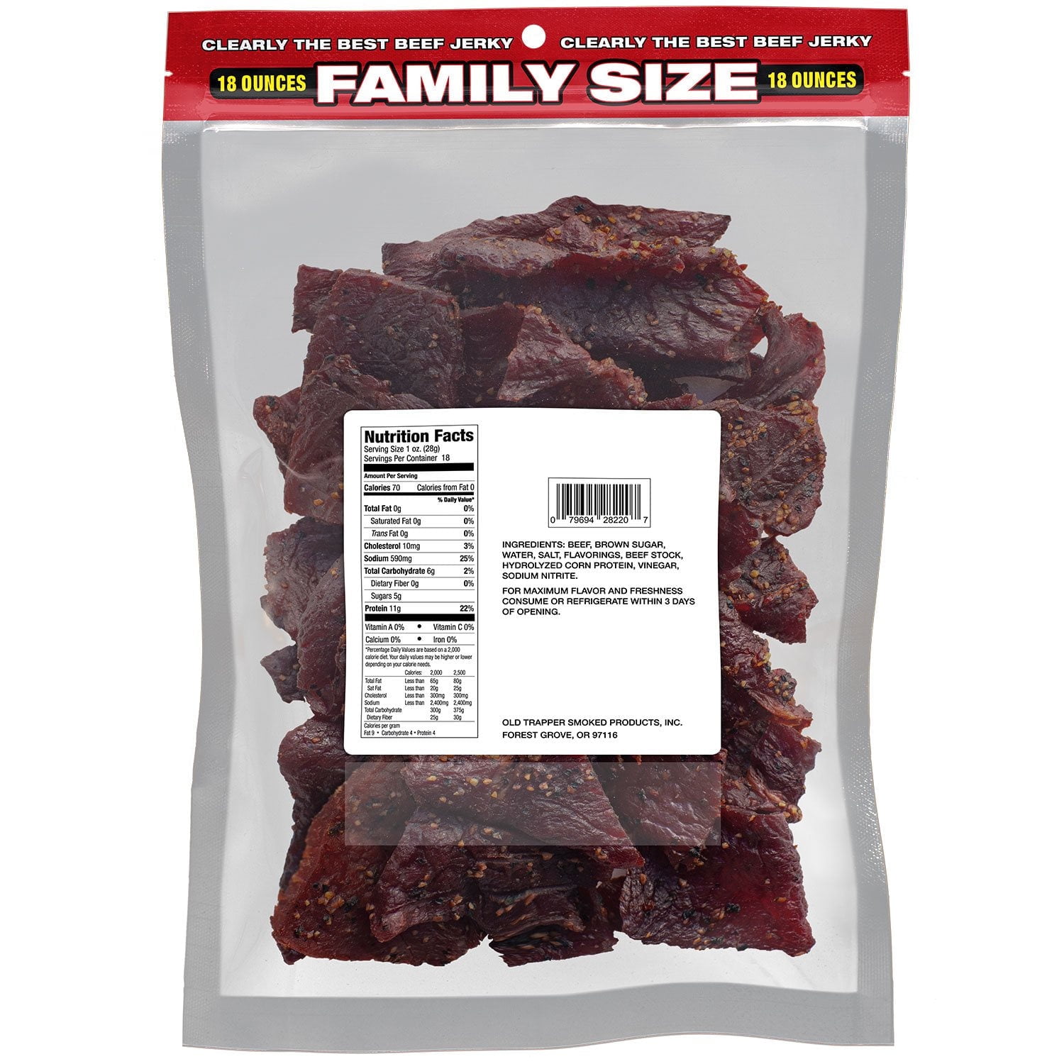 Old Trapper Peppered Beef Jerky, 3 Pack, 18 oz with bowl by OMA