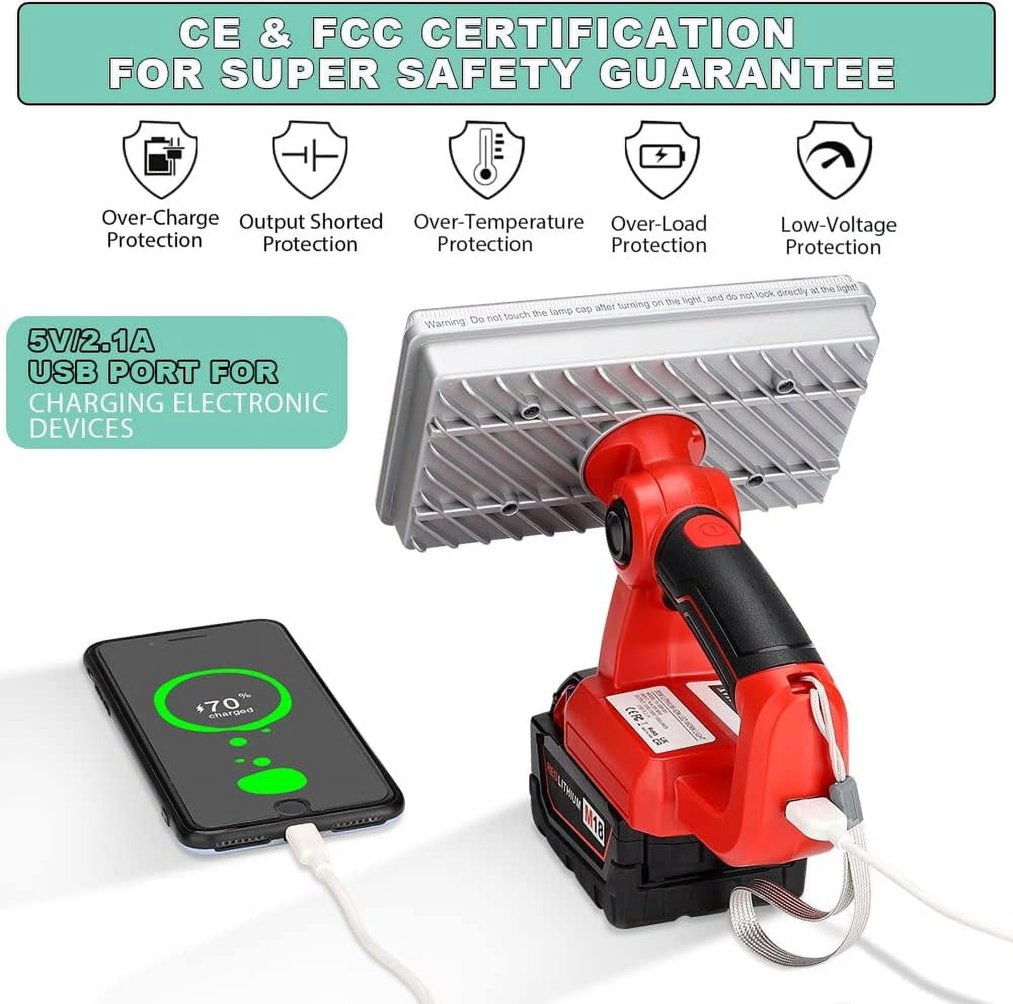 LED Work Light for Craftsman 20V Li-Ion Battery 30W 3300LM Bright Handheld Flashlight Outdoor Jobsite Light Spotlight Floodlight with USB-A Port Tool Light