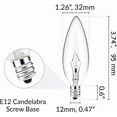 thumbnail image 2 of EISHOW 12- Pack E12 Candle Light Bulbs,40W Candelabra Light Bulbs, B10 Clear Candle Base Bulb with Warm White 2700K, 380 Lumen Dimmable, for Pendants or Outdoor, Ceiling Fan, Fireplace, Wal, 2 of 7