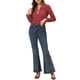 thumbnail image 2 of Blusa de cuello con volantes de la marca INSPIRE CHIC para mujer, de mangas largas, talla XL, color rojo vino con corazones, 2 of 7