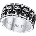 thumbnail image 1 of ORUYROP Can Engrave Men Skull Rings, Stainless Steel Statement Biker Rings, Gold Plated/Black-Send Gift Box, 1 of 7