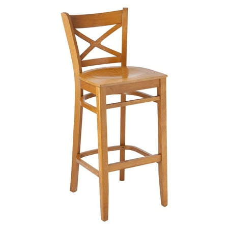 Medium Cherry Seat - Cross Back Bar Stool in Cherry with Wood Seat