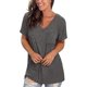 thumbnail image 2 of Gibobby Blusas De Manga Larga Para Mujer Mujer Casual Comfort V Cuello sólido Color Pocket suelto camisa de manga corta（Gris， M), 2 of 4