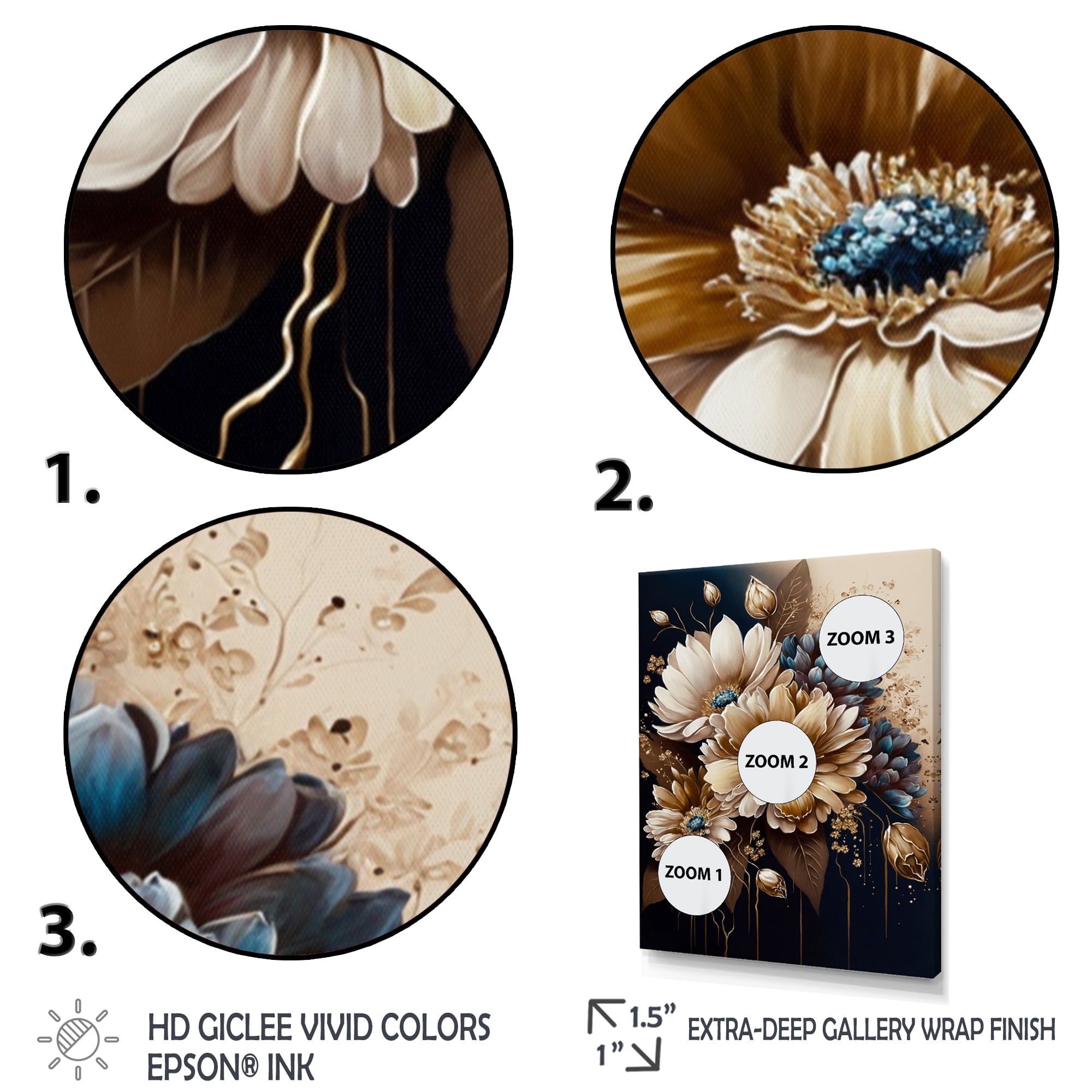 Designart Brown Daisy Bunch I Canvas Wall Art