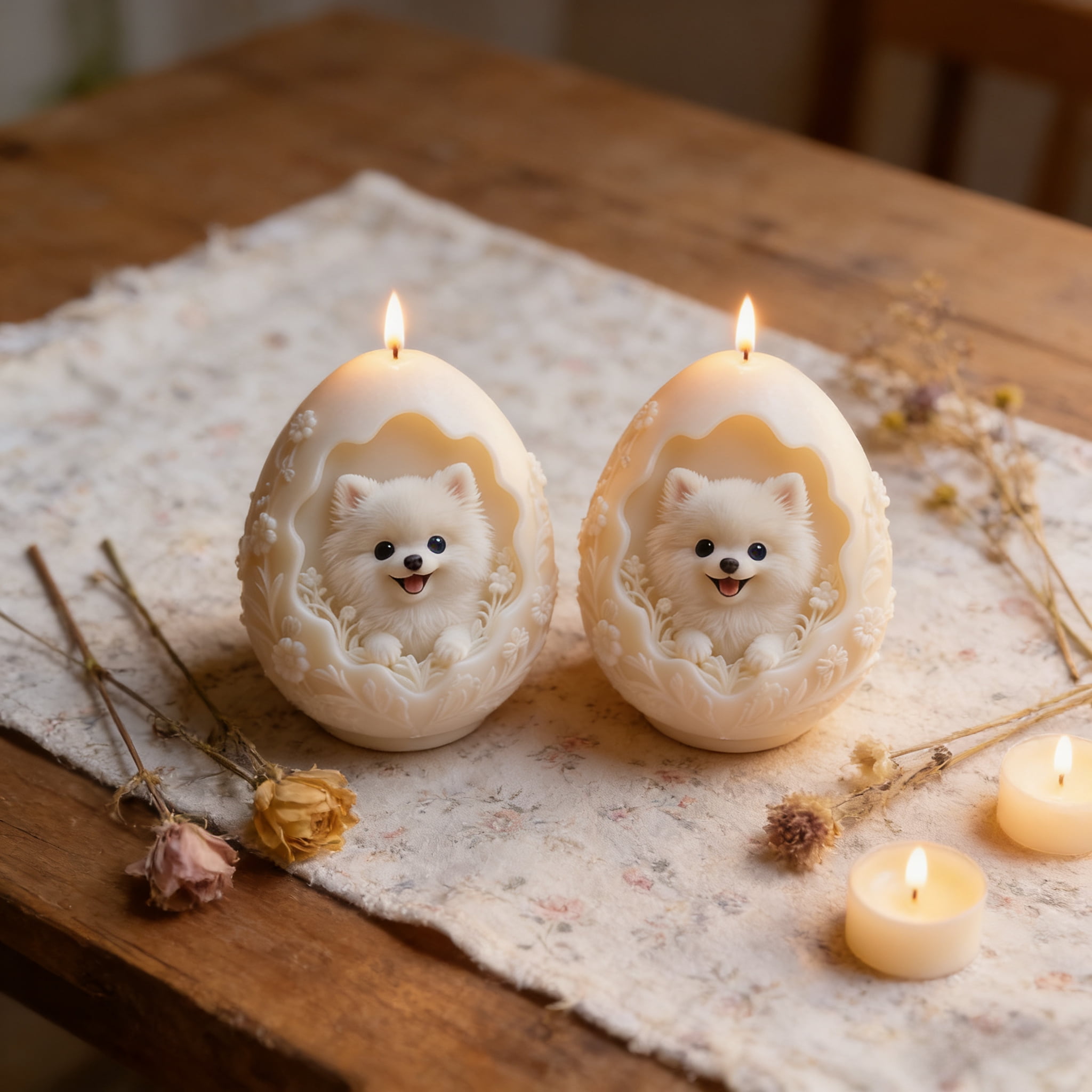 2PCS Patterned Egg Shape Dog Silicone Candle Molds Epoxy Resin Wax Mold Silicone Egg Shaped Dog Mold for Candle Craft Making Festival Gift Decoration Dog Pendant Ornament