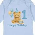 thumbnail image 4 of Inktastic 1st Birthday Bear with Cake and Balloons Boys or Girls Long Sleeve Baby Bodysuit, 4 of 5