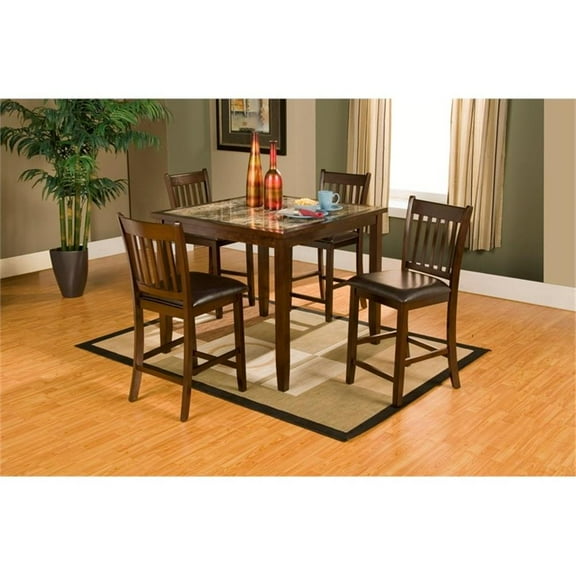 Pemberly Row Contemporary Wood 5 Piece Pub Dining Set in Espresso