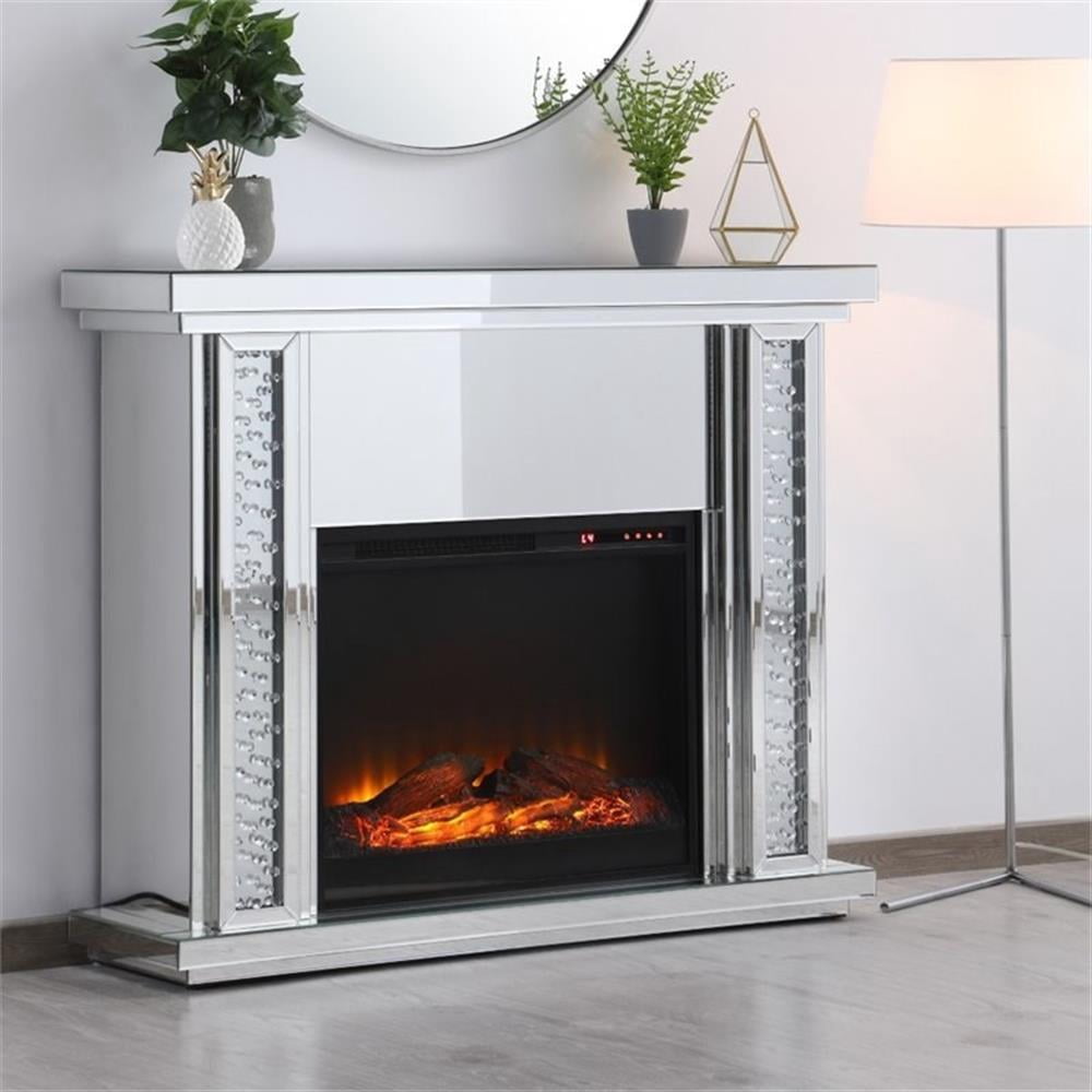 Bowery Hill MDF Clear Electric Fireplace Mantle Rectangular Adjustable LED 47.5" Unassembled