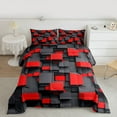 thumbnail image 2 of Homewish Modern Art Square Queen Comforter Set, Stereoscopic Rectangle Bedding Sets, Black Red Abstract Reversible Bedding Comforter Set, Breathable Home Decor, 3 Pieces, 2 of 8