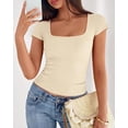 thumbnail image 3 of FreshPretty T Shirts for Women Square Neck Tops Spring Trendy Fashion Going Out Workout Y2k Clothes Summer Outfits, 3 of 8