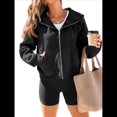 thumbnail image 2 of Sudaderas con Capucha y Cremallera para Mujer, Chaquetas de Forro , Sudaderas de Gran Tamaño, Conjuntos de Moda de Otoño, Suéteres, Ropa de Invierno. Negro XL, 2 of 8