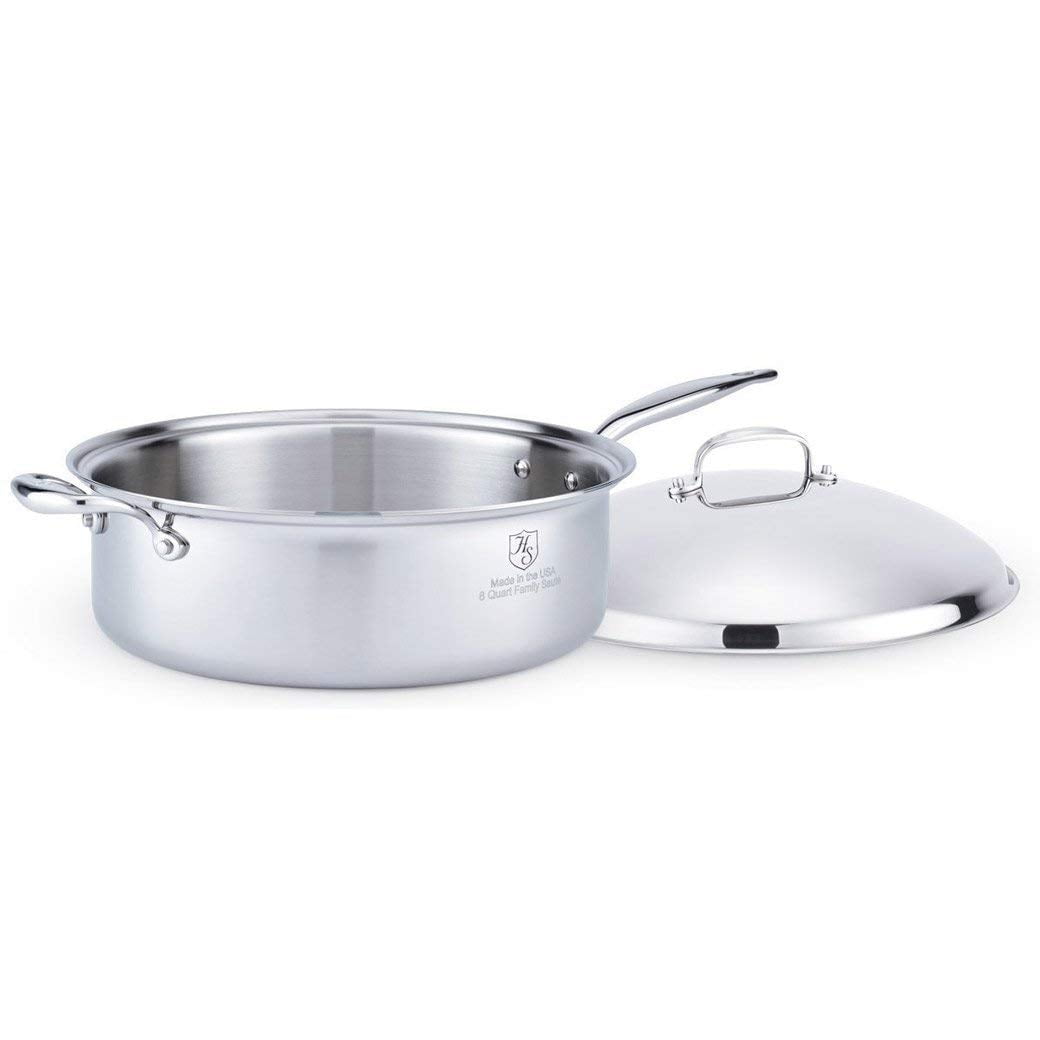 Heritage Steel 7ply Stainless Saute Pan with Lid (5 Qt.)