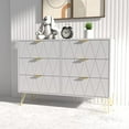 thumbnail image 6 of Anbuy 6 Drawer Double Dresser, Dual Chest of Drawers Dresser for Bedroom with Gold Handles (White), 6 of 10
